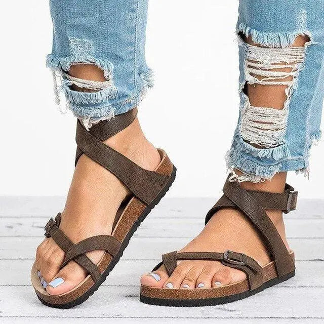 MAYA | Faux Leather Buckle Sandals Stella Shoes